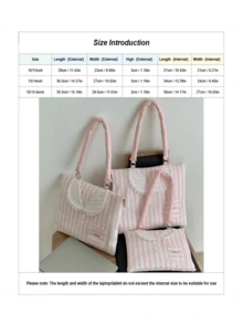 LifeHoHo Cute Laptop Bag, Striped Shirt Style, Compatible With MacBook 13/14 Inch, 10/11 Inch Tablet Storage Bag, 15/15.6 Inch Computer Shoulder Bag - View 5