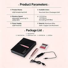 Portable USB Nail Drill Pen, Adjustable Speed Up To 20000 RPM Electric Nail File With Forward Reverse Rotation, Manicure Pedicure Tool With Drill Bits Set For Nail Removal Polishing, 3 Colors Available - Multicolor - View 10