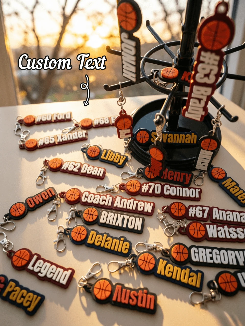 Gantungan Kunci Nama Basket Kustom | Hadiah Tim yang Dipersonalisasi | Hadiah Basket Remaja Berkualitas Tinggi | Label Tas - Gantungan Kunci Mulut Ikan Bola Basket C - View 1