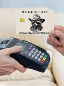 1pc Raccoon Official Credit Card Sticker Privacy Protection Card Skin, Cute Pet Holiday Birthday Gift PVC Material Anti-Fingerprint Anti-Scratch Wear-Resistant Card Sleeve Skin, Suitable For Men, Women, Couples, Small Chip Card, Bank Card Decoration Sticker, Credit Card, Transportation Card, Student Campus Card Personalized DIY - Type a - View 2