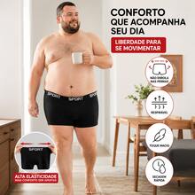 Cuecas boxer masculinas plus size em microfibra com tecido de elasticidade média, modelagem esportiva confortável e tecnologia  que absorve a umidade. - Multicolorido - Visão 8