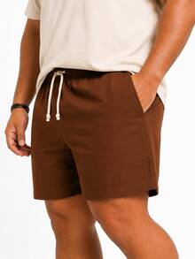 Kit 2 Shorts de Linho Plus Size Premium Bermuda Masculina Moda Praia Luxo - Marrom Claro - Visão 4