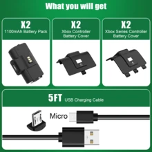 2pcs Controller Battery Pack, Rechargeable Battery Controller, 1100mAh, 3-4 Hours Charging For 25-30 Hours Playtime, LED Indicator, Black - Black - View 9