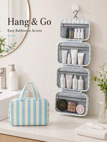 1pc Multi-Functional 4-Fold Hanging Toiletry & Makeup Bag, Large Capacity Travel Cosmetic Organizer With Hook, Portable Wash Bag For Business & Daily Use,Travel Essentials,Dorm Room Essentials College,Home Decor - Multicolor - View 8