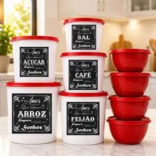Kit Vasilhas Organizador de Cozinha Potes Mantimentos + Potes Redondos Multiuso - Visão 9