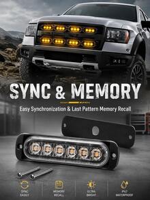 XF.Meraki 2件/4件 6 LED琥珀色閃光燈，卡車緊急閃光燈組，12V-24V警告危險閃爍車燈，LED燈，汽車配件，摩托車配件 - 6LED - 查看 5