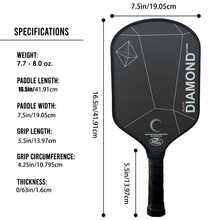 Raket Pickleball Double Black Diamond 16mm, Permukaan Hitam Matte Serat Karbon T700, Performa Putaran yang Baik - MultiWarna - View 5