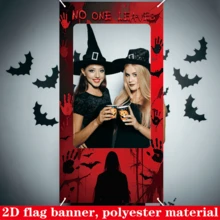 2D Flat Banner 1pc Halloween Theme Hollow Photo Backdrop, Mysterious Halloween Atmosphere, Funny & Joyful Holiday Vibe, Pumpkin & Bat Classic Elements - A - View 1