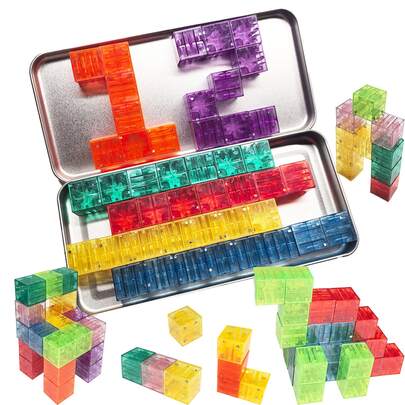 Magnetic Building Blocks 21/35pcs Set With Iron Box, Magnetic Blocks, Portable Travel STEM Educational Construction Toy, Suitable For Boys And Girls 3 Years And Up, Birthday Gift, Christmas Gift