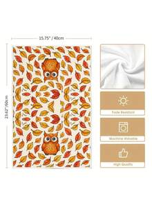 2pcs/4pcs/8pcs Thanksgiving Autumn Maple Leaf Pumpkin Owl Hand Towels, Harvest Festival Bathroom Towels, Dish Cloths, Vintage Farm Style, Suitable For Harvest Festival Kitchen Decor, Thanksgiving Party Event Decoration - Multicolor - View 3