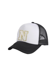 1 Buah Topi Baseball Bordir Huruf A-Z, Topi Trucker Blok Warna, Jaring Bernapas dan Dapat Diatur, Perlindungan Matahari Luar Ruangan, Topi Pasangan, Gaya Minimalis - Hitam dan Putih - View 7