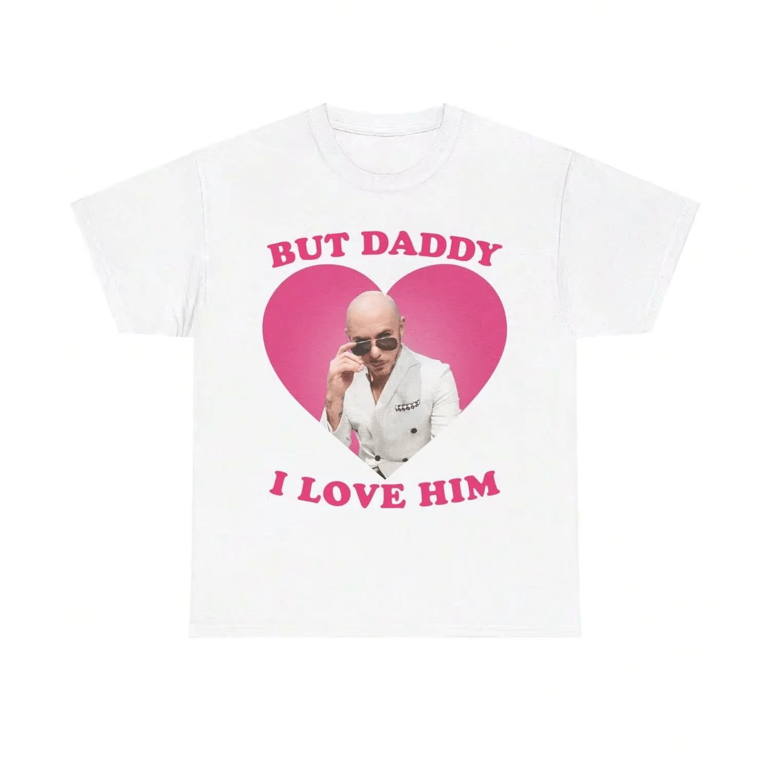 I Love Mr Pitbull Worldwide Meme White Casual Rapper Concert Daily Tee Vestiti - 白色 - 查看 1