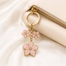 Miniso 1pc Elegant Enamel Flower Keychain, Gold Tone Floral Bag Pendant Charm For Women, Purse, Backpack, Car Keys, Birthday, Graduation & Friendship Gift, 3 Colors Available - 1PC - View 10