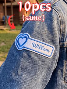 1/3/5/10件可選，心形客製化刺繡姓名標籤，個性化姓名標籤，客製文字標籤，適用於牛仔夾克、牛仔褲、衛衣、背包、帆布托特包姓名徽章，適合返校季、勞動節、節日禮物，可水洗衣物裝飾配件標籤，熨燙貼布 - 多色3 - 查看 21