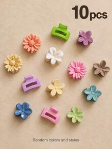 10/20 piezas de pinzas para el cabello mini de colores y estilos aleatorios, sencillas y coloridas para niñas - Multicolor - Ver 6