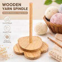 Crochet, Sewing Supplies, Needle And Thread Kit, Yarn Holder, Knitting, Crochet Accessories, Sewing, Sewing Tools, Wooden Yarn Rack, Yarn Spindle Rack, Rotating Yarn Dispenser, Anti-Tangle Yarn Rack, Knitting Yarn Storage Rack, Crochet Yarn Rack, Flower-Shaped Base Yarn Rack, Knitted Yarn Rack, Knitting Craft Accessories - Single-axis Flower - View 6