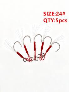 5pcs Single Hook Iron Plate Lure Fishing Hooks With Feathers And Barbs, Freshwater Iron Plate Hooks For Long Casting, Fishing Accessories - Silver - View 12