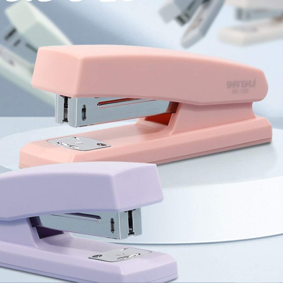 Morandi Handheld Stapler, Mini Compact Stapler, Office Binding Machine, Handheld Stapler, Suitable For Students, Essential For Office Workers, Teacher Teaching Assistant, Home Daily Document Binding, Study Room Organization, Office Document Management, School Classroom Material Organization, Library Book Binding - Sets - View 1