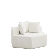 A Modern Hexagonal Armchair, Characterized By Its Numerous Combination Possibilities And Modular Design; This Chenille-Upholstered Sofa Is Ideal - Beige - View 11