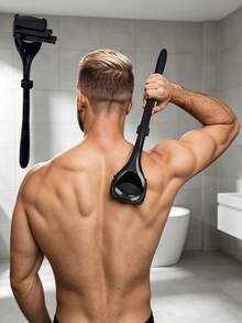 3-Blade Back Shaver And Replacement Blade Set (Sold Separately), Ergonomic Non-Slip Handle Design, Suitable For Wet And Dry Use, Ideal For Daily Grooming And Summer Body Care. Manual Razor (Includes Accessories) - Multiple Styles - View 2