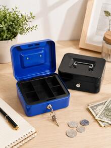 1PC Durable Metal Cash Box, For Store Cashier Portable Metal Cash Box - With Key Lock And Removable Tray Design, A Money Box For Storing Change And Coins At Home - Single Piece - View 9
