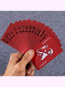 1 Set Of 54 Colorful Red And Gold Card Game Cards Waterproof Multiplayer Game Card Set Magic Pack Wedding Party Birthday Holiday Board Game Gift Collection - Red - View 3