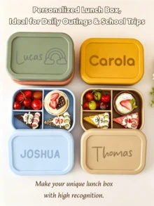 Customized Back To School Silicone Bento Box, Back To School Gift, Personalized Student Food Storage Portable Lunch Box, Practical School Supplies, Suitable For Students, Office Workers, Home Meal, Fruit, Dessert Storage, Leakproof - Multicolor - View 4