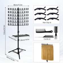 Adjustable Height 144-Slot Hair Braiding Rack With Storage Tray, Hair Extension Separation Rack Set Includes 6 Hair Clips And 3 Combs, Suitable For Salon, Home And Travel, Securely Fix Hair Extensions, Ideal Choice For Braiding, 3 Colors Available (Black, Pink, White), Halloween - View 2
