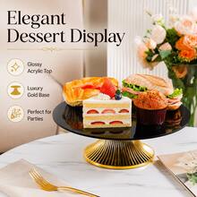 1pc Acrylic Dessert Tray, European Minimalist Design, Food Plate For Home Gathering Decoration, Cake Tray - Tall Plate With Gold Base and Black Plate - View 8