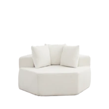 A Modern Hexagonal Armchair, Characterized By Its Numerous Combination Possibilities And Modular Design; This Chenille-Upholstered Sofa Is Ideal - Beige - View 10
