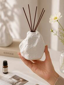 1pc/2pcs Wabi Sabi Asymmetrical Rock-Shaped Reed Diffuser Bottle, Textured Stone Aromatherapy Oil Container, Empty Fragrance Vase, Suitable For Home Bedroom Bathroom Desktop Decor, Minimalist Housewarming Gift - Vintage Stone Aroma Diffuser Bottle - View 3