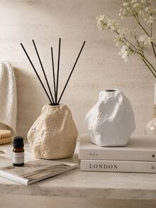1pc/2pcs Wabi Sabi Asymmetrical Rock-Shaped Reed Diffuser Bottle, Textured Stone Aromatherapy Oil Container, Empty Fragrance Vase, Suitable For Home Bedroom Bathroom Desktop Decor, Minimalist Housewarming Gift - Vintage Stone Aroma Diffuser Bottle - View 2