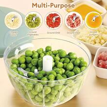 Manual Vegetable Chopper, Multi-Function Garlic Press, Pull-Cord Food Processor, Home Onion Ginger Nut Grinder/Shredder, Suitable For Kitchen - Multicolor - View 8