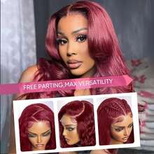 30 Inch 99j Burgundy Wig Human Hair 13x6 HD Body Wave Lace Front Wigs Human Hair Pre Plucked 13x4 Glueless Red Burgundy Human Hair Wigs 15A 100% Colored Lace Frontal Wigs For Women - S99J - 查看 10