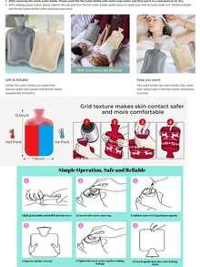 [Long-Lasting Warmth]2000ml Large Capacity Refillable Hot Water Bottle, Leak-Proof Reusable Warm Water Bag, Relieve Menstrual Pain And Winter Cold - Multicolor - View 8