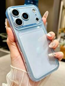 Casing Ponsel Minimalis 3D dengan Tekstur Sabun, Warna Solid, Semi-Transparan, Kompatibel dengan iPhone 17 Pro Max 17 Pro 17 16 Pro Max 16 Pro 16 15 14 13 Pro Max, Pelindung Lensa Belakang - Biru - View 2
