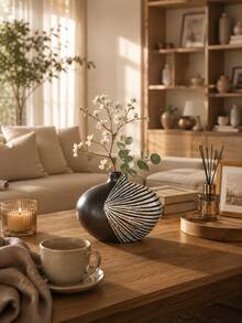 現代抽象裝飾花瓶，黑銀色幾何鏤空花瓶，適用於客廳、臥室、辦公室、書架、壁爐架、桌面中心裝飾，極簡居家裝飾，喬遷禮物 - A - 查看 3