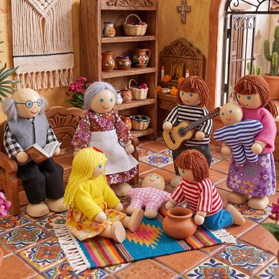 8pcs Wooden Peg Dolls Mini DIY Handmade Doll Set, Dollhouse Room Decor Collectibles