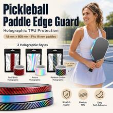 BSKT 18mm Aurora Holographic Laser TPU Pickleball Paddle Frame Protector, Personalized Advanced Training Enthusiast, Carbon Fiber Light Shadow Texture Flexible TPU Shock-Absorbing Anti-Collision Anti-Scratch Self-Adhesive Lightweight No Center Of Gravity Change, Fits 16mm Pickleball Paddle Frame, Tournament Training Paddle Edge Protection Modification Accessory - Multicolor - View 1