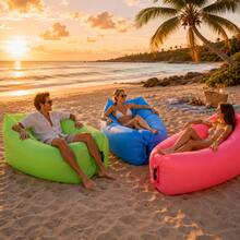 1pc Portable Inflatable Sofa Lounge Chair With Storage Bag, No Pump Needed Single Person Foldable Inflatable Sofa Travel Mat, Lightweight Rectangular Outdoor Seat, Suitable For Camping, Beach, Picnic, Backyard, Festival, Concert, Travel And Nap - Multicolor - View 7