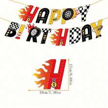 13件組 火輪主題生日派對聚會場景裝飾 火輪橫幅三角旗 室內戶外裝飾用品 - 查看 3
