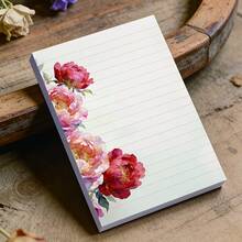 Gvanvilo 50 Sheets/Book Watercolor Peony Lined Memo Pad 10*14cm Highly Attractive Notebook Office Memo Planner Tear-Off Note Paper Artistic Floral Border Design Portable Pocket Notebook Daily Checklist Notebook Girly Cute Stationery Watercolor Peony Pattern Enhance Writing Ritual Hand Journal Material Paper Can Be Used For Letter Writing, Diary, Notes, List Planning, Hand Journal Collage - 50 Sheets/book - View 5