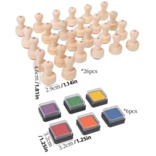 MN-047 English Alphabet Early Education Cognition Cards Preschool Enlightenment Elementary Learning Cards Solid Wood Stamp Toy - Multicolor - View 4