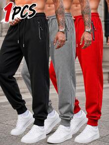 Men's Colorblock Zipper Pocket Jogger Sweatpants, Elastic Drawstring Waist Ribbed Cuff Casual Streetwear Sports Jogging Pants - Black - View 9