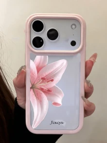 唯美鬱金香花卉透明手機殼，適用於 iPhone 17 16 15 14 13 12 Pro Max Plus 11，防震保護殼禮物 - 粉紅色百合花 - 查看 3
