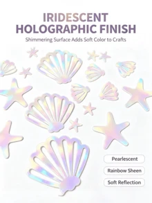 100/200件珍珠粉美人魚貝殼亮片紙屑，生日裝飾，包含海星與海洋主題桌面裝飾，適用於聖誕節、萬聖節 - 多色 - 查看 4