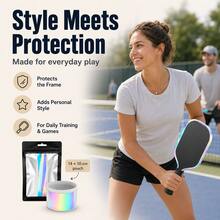 BSKT 18mm Aurora Holographic Laser TPU Pickleball Paddle Frame Protector, Personalized Advanced Training Enthusiast, Carbon Fiber Light Shadow Texture Flexible TPU Shock-Absorbing Anti-Collision Anti-Scratch Self-Adhesive Lightweight No Center Of Gravity Change, Fits 16mm Pickleball Paddle Frame, Tournament Training Paddle Edge Protection Modification Accessory - Multicolor - View 4
