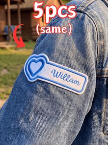 1/3/5/10件可選，心形客製化刺繡姓名標籤，個性化姓名標籤，客製文字標籤，適用於牛仔夾克、牛仔褲、衛衣、背包、帆布托特包姓名徽章，適合返校季、勞動節、節日禮物，可水洗衣物裝飾配件標籤，熨燙貼布 - 多色3 - 查看 13