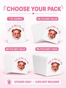 1/24/48/96pcs Customizable Personalized Face Photo Stickers With Custom Text, Fun Party Favors, Unique Gifts For Men And Women, Birthday, Wedding, Graduation, Reunion, New Year, Halloween And Christmas Custom Cup Decals, Stickers Only - Multicolor - View 2