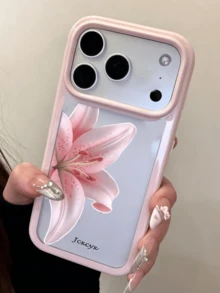 唯美鬱金香花卉透明手機殼，適用於 iPhone 17 16 15 14 13 12 Pro Max Plus 11，防震保護殼禮物 - 粉紅色百合花 - 查看 5